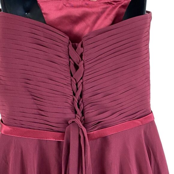 Cinderella Divine Burgundy Twist Front Corset Back Strapless Dress Sz 8 - Picture 8 of 15